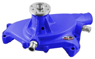 Water Pump; 5.750 in. Hub Height - 5/8 in. Pilot - Short - (2) Threaded Water Ports - Blue Powdercoat w/Chrome Accents; 1494NCBLUE