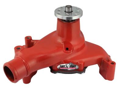 Water Pump; 6.937 in. Hub Height - 5/8 in. Pilot - Long - Aluminum Casting - Red Powdercoat w/Chrome Accents; 1511NCRED