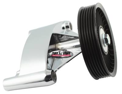 Smog Pump Idler Bracket; Incl. Alum. Brackets/Idler Pulley w/Bearing/Pulley Mounting Bolt/Washer - Chrome; 1700A