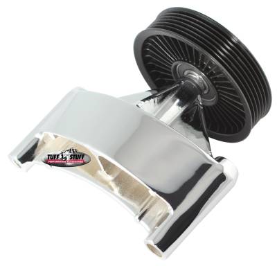 Smog Pump Idler Bracket; Incl. Alum. Brackets/Idler Pulley w/Bearing/Pulley Mounting Bolt/Washer - Polished; 1700B