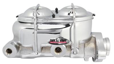 Brake Master Cylinder; Univ. - Dual Reservoir - 1 in. Bore - 9/16 in. And 1/2 in. Driver Side Ports - Shallow Hole - Fits Hot Rods/Customs/Muscle Cars - Chrome; 2018NA