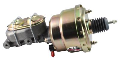 Brake Master Cylinder/Booster Assembly; Univ. - 7 in - 1 in. Bore - Dual Diaphragm - w/PN[2020] Dual Rsvr. Master Cyl. - Incl. 3/8 in.-16 Mtg. Stud/Hardware - Gold Zinc; 2122NB-1