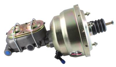 Brake Master Cylinder/Booster Assembly; Univ. - 8 in. - 1 in. Bore - Dual Diaphragm - w/PN[2018] Dual Rsvr. Master Cyl. - Incl. 3/8 in.-16 Mtg. Studs/Hardware - Gold Zinc; 2123NB-2