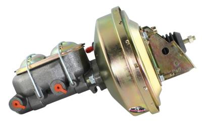 Brake Master Cylinder/Booster Assembly; 9 in. - 1 in. Bore - Single Diaphragm - w/PN[2020] Dual Rsvr. Master Cyl. - Incl. 3/8 in.-16 Mtg. Studs - Gold Zinc; 2126NB-1