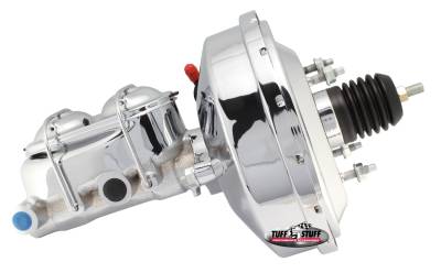 Brake Master Cylinder/Booster Assembly; Univ. - 9 in. - 1 in. Bore - Single Slim Line Diaphragm - w/PN[2020] Dual Rsvr. Master Cyl. - Incl. Mtg. Bracket - Chrome; 2131NA-1