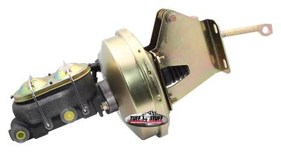 Brake Master Cylinder/Booster Assembly; Univ. - 9 in. - 1 in. Bore - Single Slim Line Diaphragm - w/PN[2020] Dual Rsvr. Master Cyl. - Incl. Mtg. Bracket - Gold Zinc; 2131NBJ-1