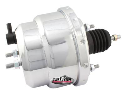 Power Brake Booster; Univ. - 7 in. - Dual Diaphragm - Incl. 3/8 in.-16 Mtg. Studs And Nuts - Fits Hot Rods/Customs/Muscle Cars - Chrome; 2222NA