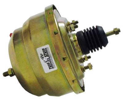 Power Brake Booster; Univ. - 8 in. - Dual Diaphragm - Incl. 3/8 in.-16 Mtg. Studs And Nuts - Fits Hot Rods/Customs/Muscle Cars - Gold Zinc; 2223NB