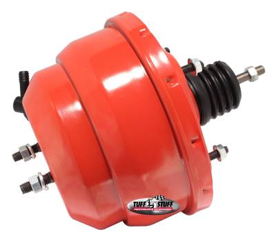 Power Brake Booster; Univ. - 8 in. - Dual Diaphragm - Incl. 3/8 in.-16 Mtg. Studs And Nuts - Fits Hot Rods/Customs/Muscle Cars - Red Powdercoat; 2223NCRED