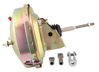 Power Brake Booster; Univ. - 9 in. - Single Diaphragm - Incl. 3/8 in.-16 Mtg. Studs And Nuts - Fits Hot Rods/Customs/Muscle Cars - Gold Zinc; 2226NB