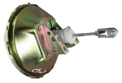 Power Brake Booster; Univ. - 11 in. - Single Diaphragm - Incl. 3/8 in.-16 Mtg. Studs And Nuts - Fits Hot Rods/Customs/Muscle Cars - Gold Zinc; 2227NB