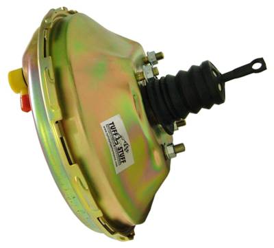 Power Brake Booster; Univ. - 11 in. - Single Diaphragm - w/Studs - Incl. 3/8 in.-16 Mtg. Studs And Nuts - Fits Hot Rods/Customs/Muscle Cars - Gold Zinc; 2228NB