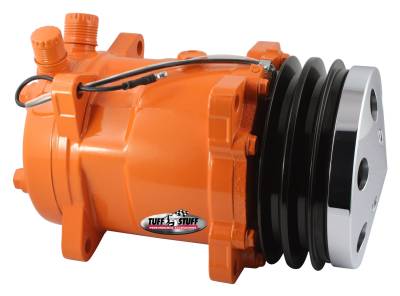 A/C Compressor; R134A Series - Double Pulley - Orange w/Chrome Clutch Cover; 4515NCDPOR