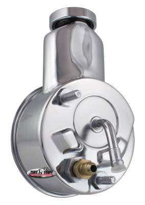 Power Steering Pump; Direct Fit - 5/8 in. Keyed Shaft - 3/8 in.-16 Mounting - Chrome; 6197A