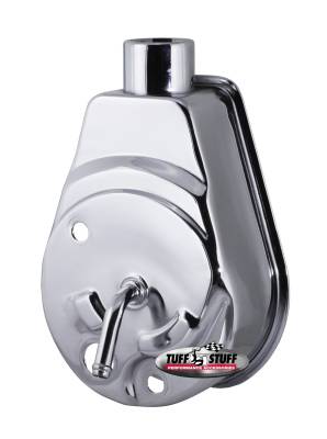 Power Steering Reservoir; Fits Tuff Stuff PN[6177/6178] Power Steering Pumps - w/Center Tube - Chrome; 6502A