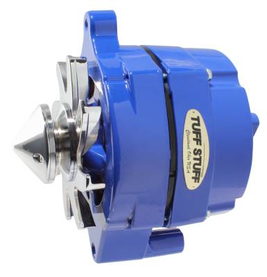Alternator; 100 AMP - Smooth Back - 1 Wire - V Bullet Pulley - Blue Powdercoat w/Chrome Accents; 7068FBULLBLU