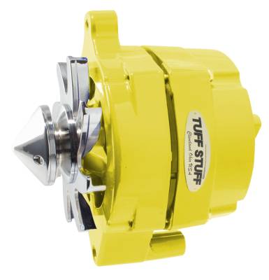 Alternator; 100 AMP - Smooth Back - 1 Wire - V Bullet Pulley - Yellow Powdercoat w/Chrome Accents; 7068FBULLY