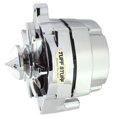 Alternator; 140 AMP - Smooth Back - 1 Wire - V Bullet Pulley - Chrome; 7069ABULL