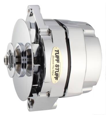 Alternator; 80 AMP - OEM Wire - V Groove Pulley - External Regulator - Polished - Must Be Used With An External Solid State Voltage Regulator; 7102NAP