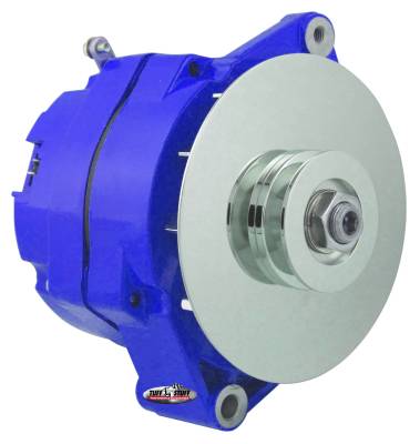 Alternator; 80 AMP - OEM Wire - 10si Case - V Groove Pulley - External Regulator - Blue Powdercoat w/Chrome Accents - Must Be Used With An External Solid State Voltage Regulator; 7102NFBLUE