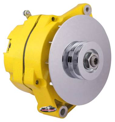 Alternator; 80 AMP - OEM Wire - 10si Case - V Groove Pulley - External Regulator - Yellow Powdercoat w/Chrome Accents - Must Be Used With An External Solid State Voltage Regulator; 7102NFYELLOW