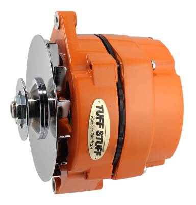 Alternator; 100 AMP - OEM Or 1 Wire - V Groove Pulley - Orange Powdercoat w/Chrome Accents; 7127NFORANGE