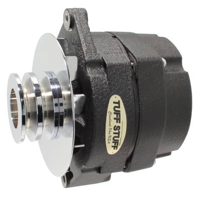 Alternator; 140 AMP - OEM Or 1 Wire - Double Groove Pulley - Black Wrinkle; 7127NKBWDP
