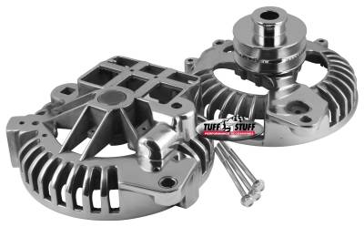 Alternator Case Kit; Fits Early Chrysler - w/Dbl. Groove Pulley - TuffStuff Alternator PN[7509/8509] - Incl. Front/Rear Housings/Fan/Pulley/Nut/Lockwashers/Thru Bolts - Chrome Plated; 7500D