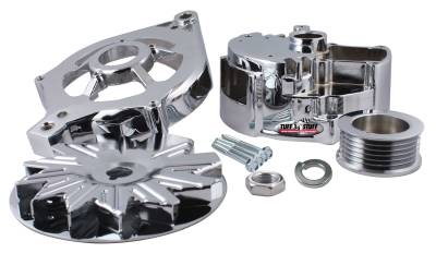 Alternator Case Kit; Fits Ford 2GEN And Tuff Stuff Alternator PN[7716] - Incl. Front And Rear Housings/Fan/Pulley/Nut/Lockwashers/Thru Bolts - Chrome Plated; 7500E