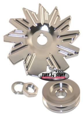 Alternator Pulley; Single V Groove Pulley - Incl. Fan/Lockwasher/Nut - Chrome Plated; 7600A