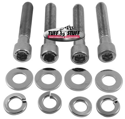 Water Pump Bolt; Chrome Socket - Incl. Four 3/8 in.-16x2 in. Bolts/4 Lock And 4 Flat Washers - Fits Chevy Big Block w/Short Water Pump PN[1484/1494]; 7676C