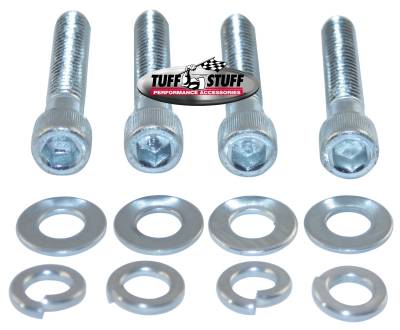 Water Pump Bolt; Zinc Socket - Incl. Four 3/8 in.-16x2 in. Bolts/4 Lock And 4 Flat Washers - Fits Chevy Big Block w/Short Water Pump PN[1484/1494]; 7676D
