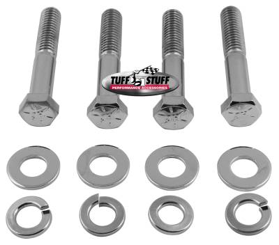 Water Pump Bolt; Chrome Hex - Incl. (4) 3/4 in.-16x2 1/4 in. Bolts/(4) Lock And (4) Flat Washers - Fits Chevy Small/Big Block w/Long Water Pump PN[1449/1461/1511]; 7678A