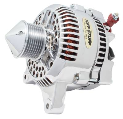 Alternator; 225 AMP Upgrade - OEM Wire - 7 Groove Bullet Pulley - Internal Regulator - Chrome; 7764DBULL