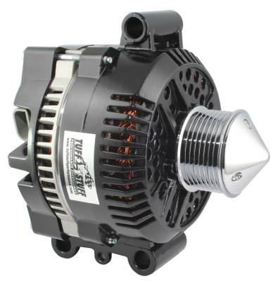 Alternator; 225 AMP Upgrade - OEM Wire - 8 Groove Bullet Pulley - Internal Regulator - Black; 7768CBULL
