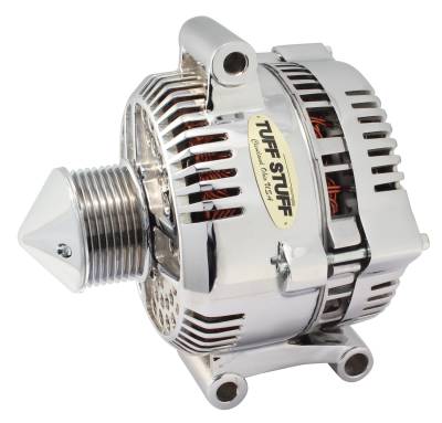 Alternator; 225 AMP Upgrade - OEM Wire - 8 Groove Bullet Pulley - Internal Regulator - Polished; 7768DPBULL