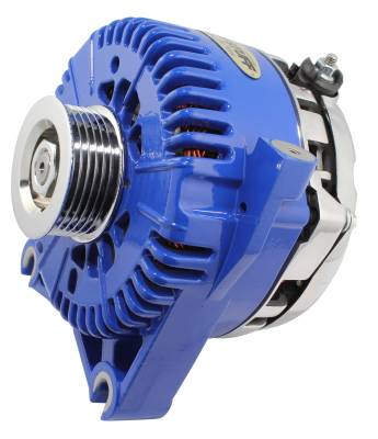 Alternator; 225 AMP Upgrade - DOHC Applications - OEM Wire - 6 Groove Pulley - Internal Regulator - Blue; 7781DBLUE