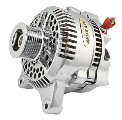Alternator; 225 AMP Upgrade - OEM Wire - 8 Groove Pulley - Internal Regulator - Chrome; 7791D