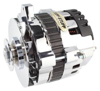 Alternator; 105 AMP - 1 Wire Or OEM - V Grove Pulley - Polished; 7861DP