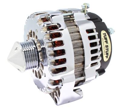 Alternator; 225 AMP - OEM Wire - 6 Groove Bullet Pulley - 4 Pin Voltage Regulator - Chrome; 8237CBULL