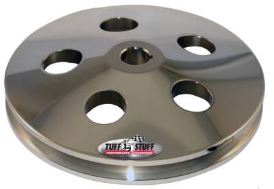 Power Steering Pump Pulley; BoltOn - Fits PN[6174/6176/6183/6190/6191/6192/6193/6194/6195/6196/6197/6198] PowerSteeringPumps w/KeyedShaft - Incl.FlatWasher - MachinedAlum. - Polished; 8488B